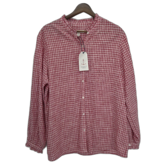 New Seasalt Cornwall Womens Garden Plot Shirt Button Front Red Check plaid US 14 - Picture 1 of 4